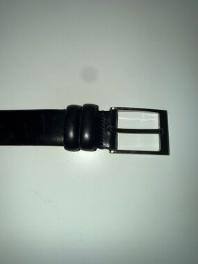 Classic Black Italian handmade Leather Men's Belt with Silver Buckle